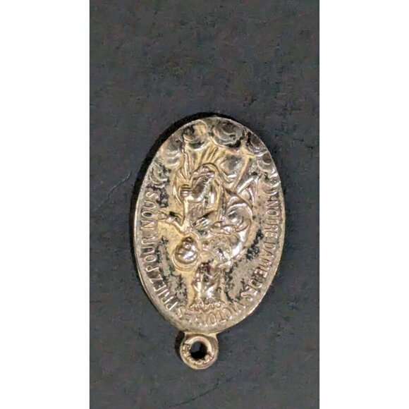 Vintage Our Lady Of Lourdes Oval Religious Medal charm Pendant 1: - Picture 4 of 5